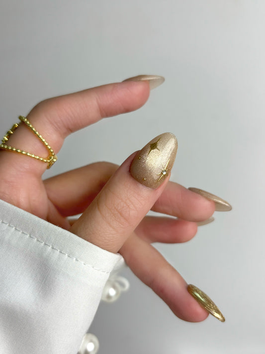 Golden Moon & Star Champagne Press-On Nails