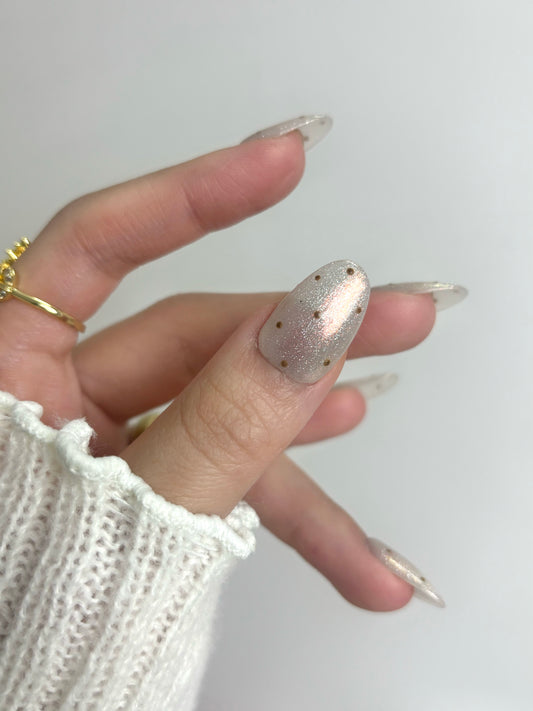 Champagne Glitter Polka Dot Press-On Nails
