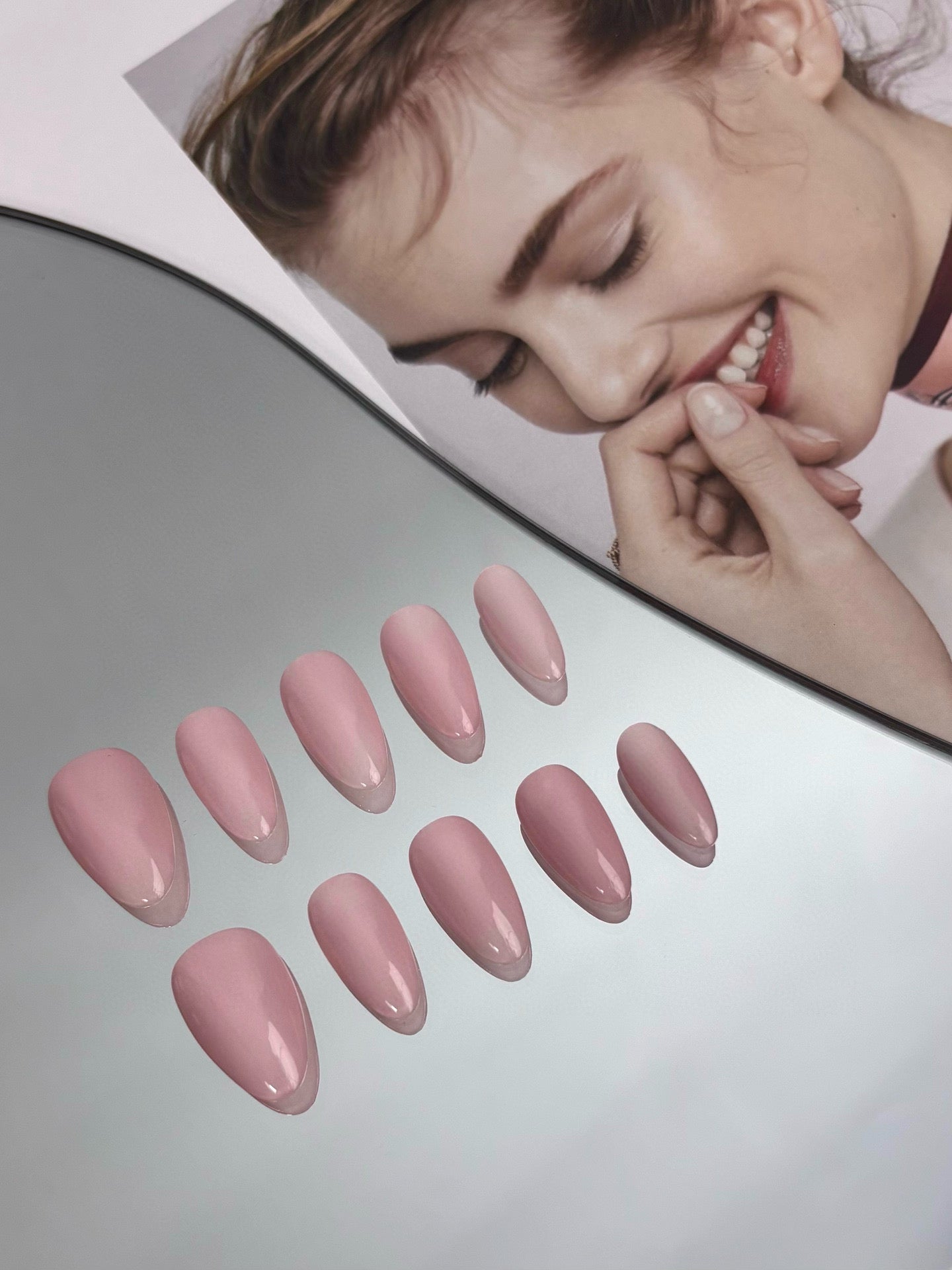 Elegant Pink Almond Press-On Nails – Chic & Effortless Style
