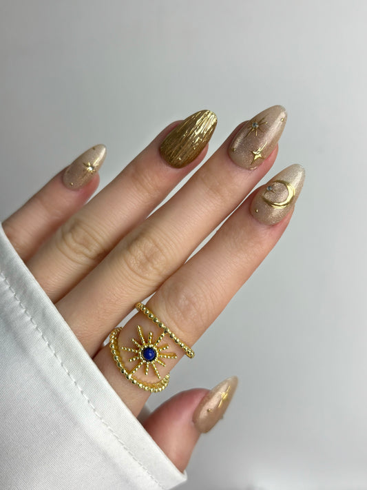 Golden Moon & Star Champagne Press-On Nails