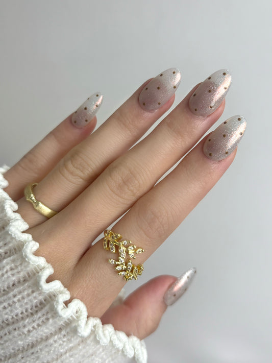 Champagne Glitter Polka Dot Press-On Nails