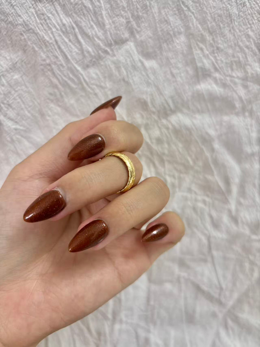Golden Brown Cat Eye Press-On Nails – Magnetic Shine & Lux Look