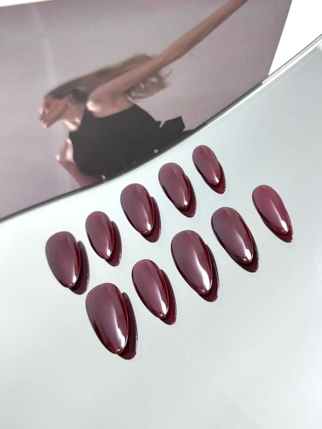 Red Chrome Press-On Nails – Sleek & Shiny Hailey Style