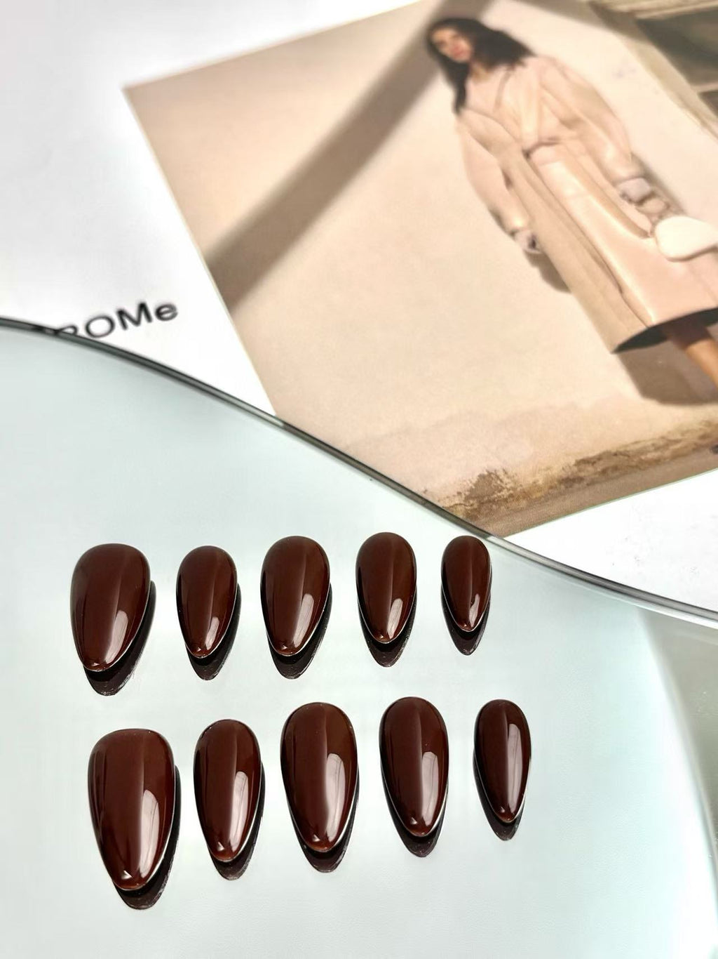 Solid Brown Almond Press-On Nails – Warm Autumn/Winter Style