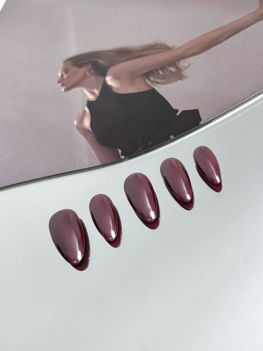 Red Chrome Press-On Nails – Sleek & Shiny Hailey Style