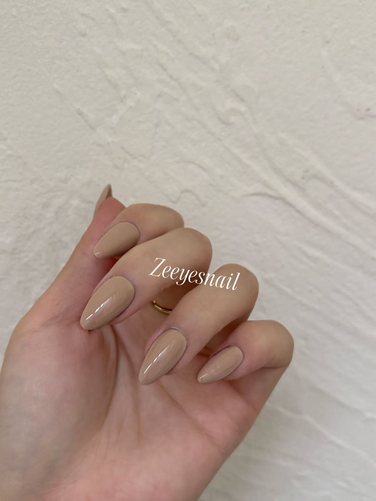 Solid Nude Brown Almond Press-On Nails – Clean & Minimal Style