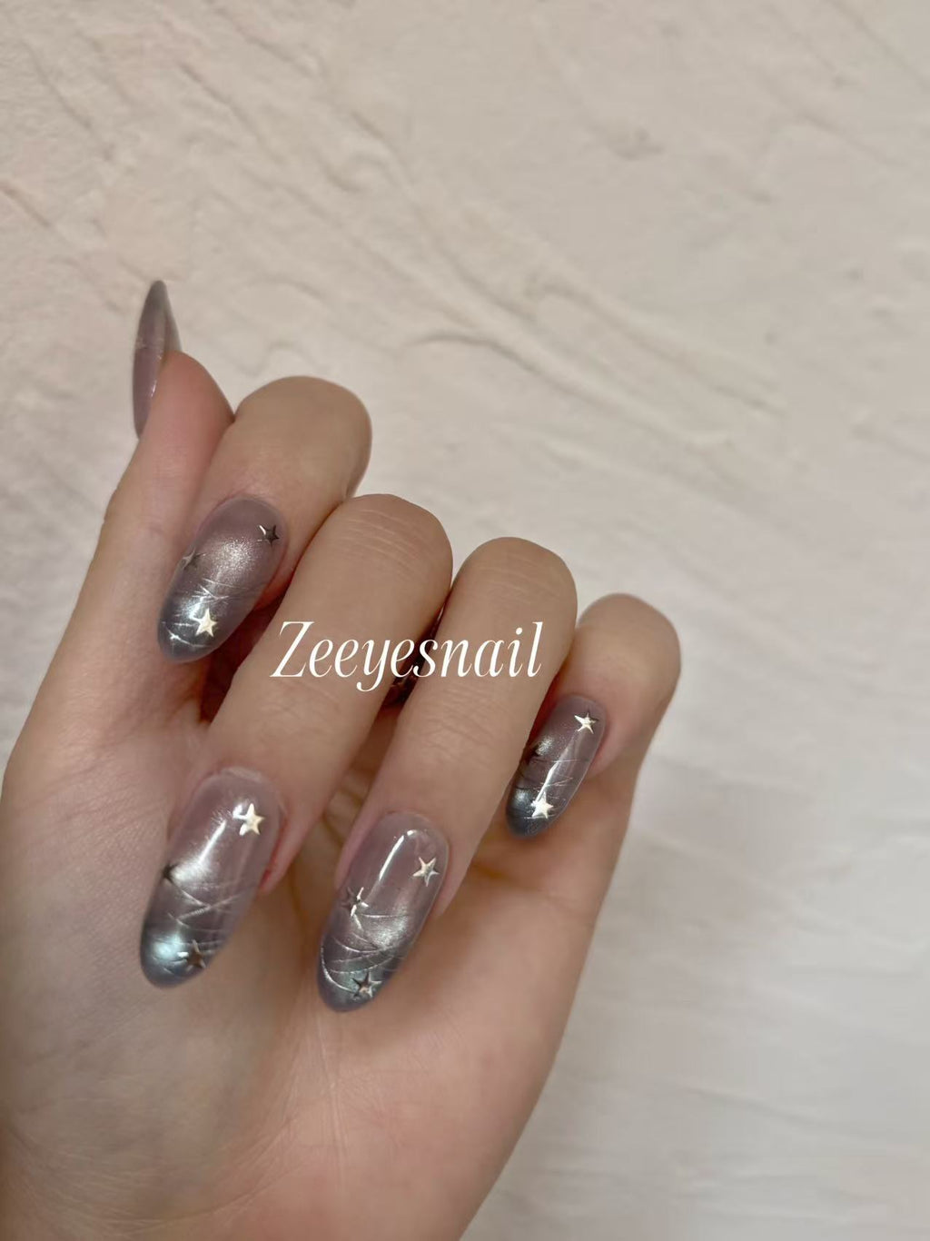 Galaxy Star Gradient Press-On Nails – Shimmer Almond Design