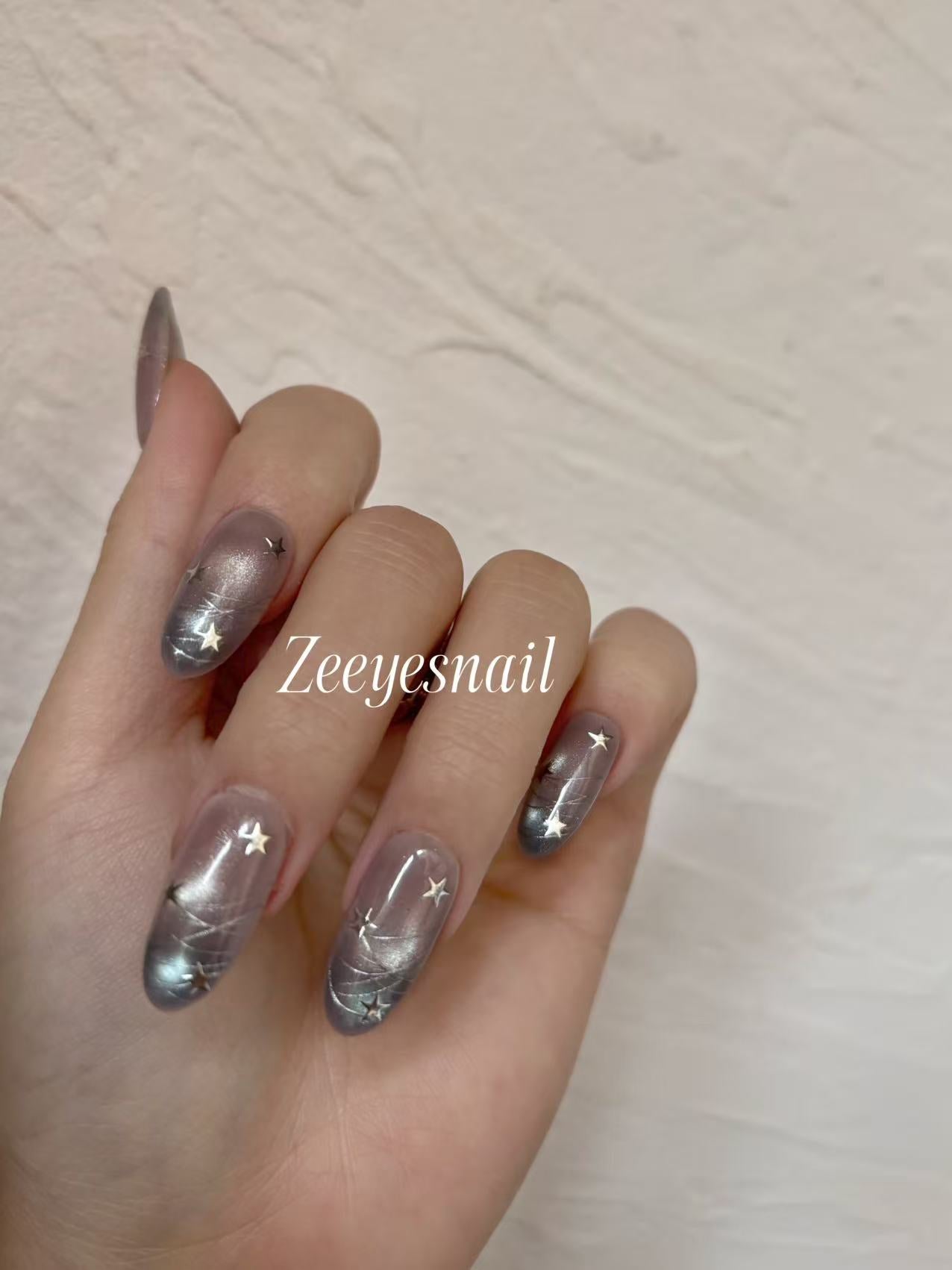 Galaxy Star Gradient Press-On Nails – Shimmer Almond Design