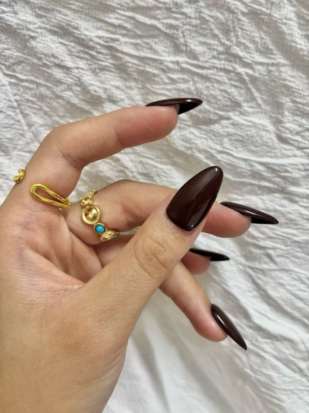 Solid Brown Almond Press-On Nails – Warm Autumn/Winter Style