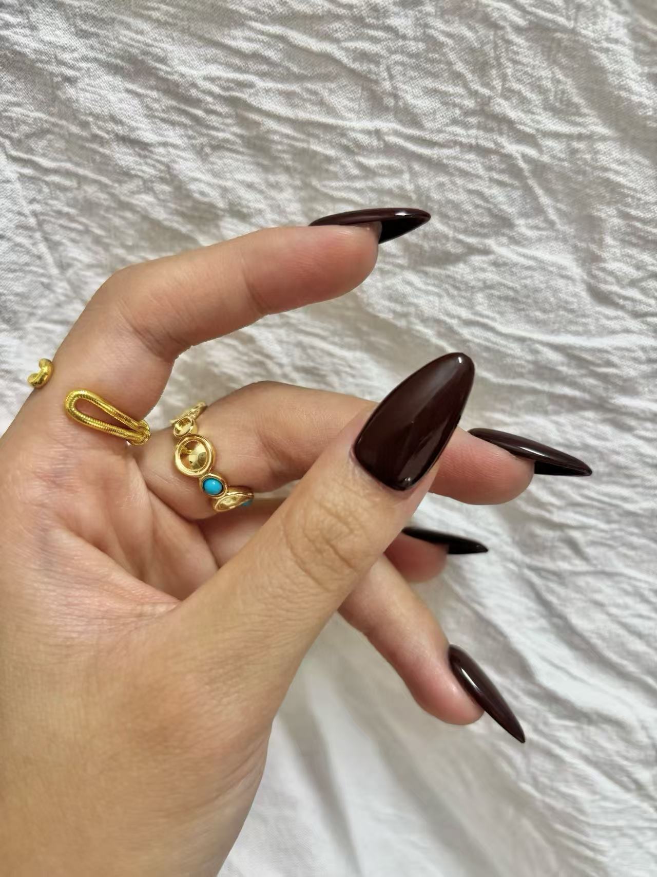 Solid Brown Almond Press-On Nails – Warm Autumn/Winter Style